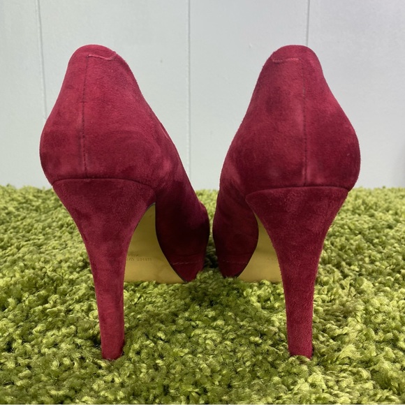 Nine West Red Suede Platform Pumps 7.5M - Picture 2 of 10
